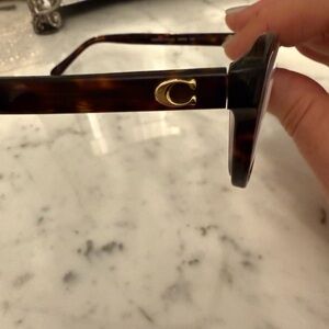Coach Tortoiseshell  Glasses with Gold 'C' Accent - Women's Accessories